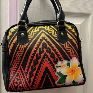 Tribal Pattern Black and Orange Handbag